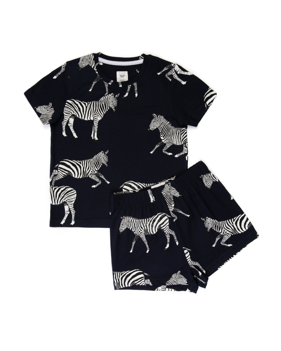 Kids' Navy Zebra Print Crewneck Short Pyjama Set